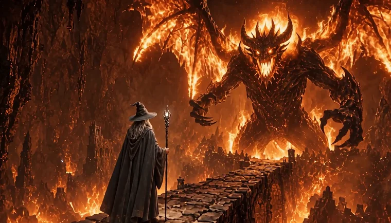 The mage faces a fire demon on a stone bridge — teaser