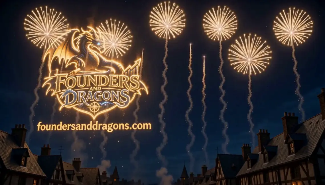 Fireworks spell Founders & Dragons over the town